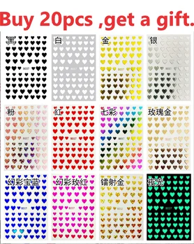 5 ks/pack 12colors Láska srdce Valentína Vzory Pogumovaný 3D na Nechty, Nálepky, Nálepky Makep Umelecké Dekorácie