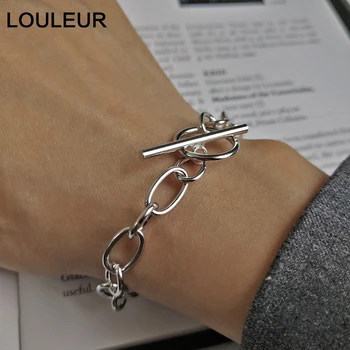 LouLeur 925 sterling silver surový reťazca spony, náramky, strieborné Vynaliezavosť dizajn funguje elegantné náramky pre ženy šperky darček