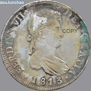 Mexiko Vojny o Nezávislosť 1813 8 Reales Fernando VII Zacatecas Royalist Mincí Prehodil laureát Mosadz Striebro Pozlátené Kópie Mincí