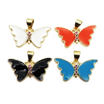 Prívesok motýľ Drip farba maľovať Farebné motýľ charms pozlátené medi prívesok DIY náhrdelník náramok príslušenstvo